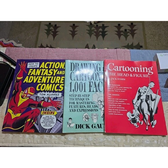 Vintage Drawing Cartoons Action Figures Faces Comics Famtasy Lot Of 3 Books - Picture 1 of 10